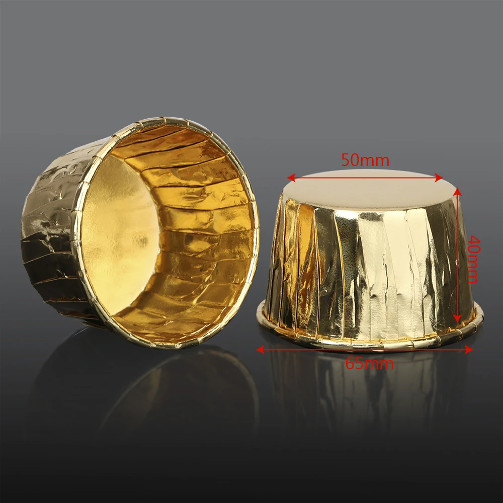 

Cup Cake Decoration 50pcs/set Kitchen Accessories For Wedding Birthday Christmas Party Golden Paper Cupcake Wrappers