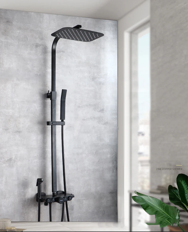 Матовый черный Набор смесителей для душа кран ванны и с биде ручной спрей горячей