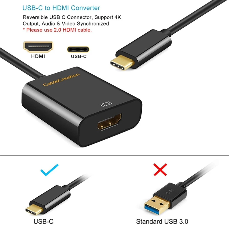 USB C к HDMI 4K @ 60Hz кабель (совместимый Thunderbolt 3) адаптеру совместимый с MacBook Pro подождите