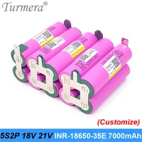 turmera 18v 21v 18650 battery pack 5s2p inr18650 35e 7000mah 15a soldering battery for screwdriver battery shura customized