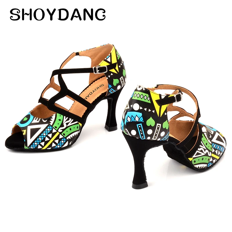 Женские танцевальные туфли из искусственной кожи в африканском стиле 9 см обувь