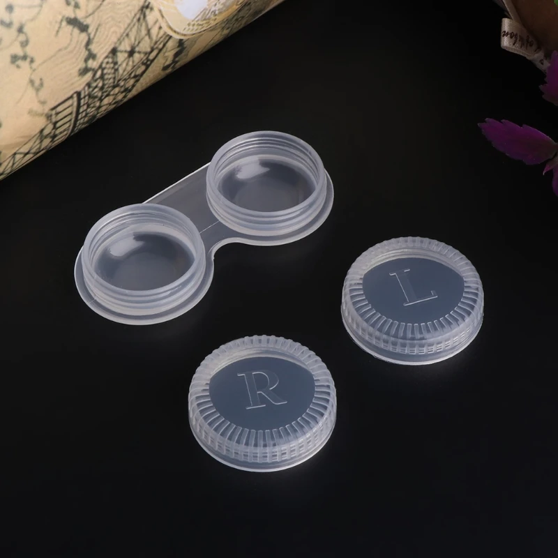 

Clear Cosmetic Contact Lenses Case Eyes Care Holder Container With Cleaning Stick Lens Tweezers Travel Accessaries Random color