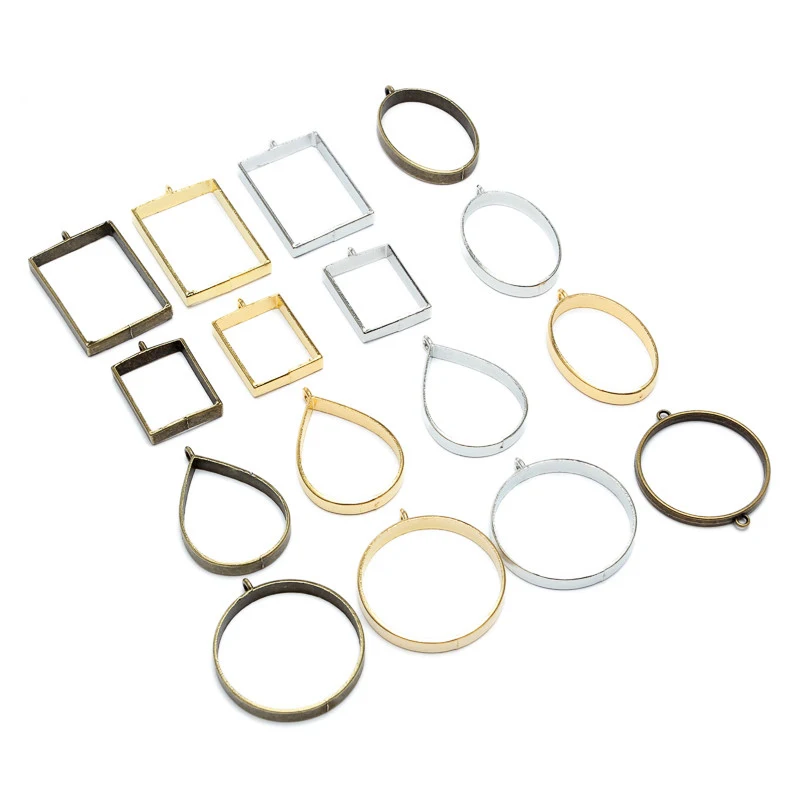 10pcs Metal Geometric Frame UV Epoxy Resin Mold for Jewelry Making Tools Oval Round Waterdrop Pendant Charms Accessories DIY | Украшения и