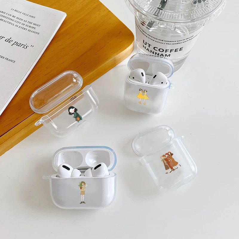 

Мягкий чехол из ТПУ Для Air Pods 1, 2, милый чехол с рисунком сестры и девушки, аксессуары для беспроводных наушников Airpods Pro, мультяшный чехол