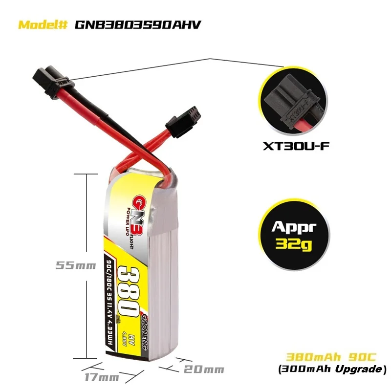 2/4 шт. GNB Max180C HV Lipo Battery 3S 11 4 V 380mah 90C XT30U-F/XT60U-F Plug для BETAFPV Beta75X Beta65X 2S Whoop Drones parts | Игрушки