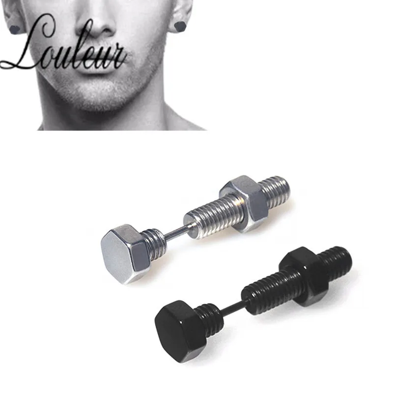 1 pair like picture Louleur Панк Мода Золото Черный Цвет Нержавеющая шпилька-Сережка для пирсинга для женщин и мужчин пирсинг уха Модные ювелирные изделия - Окраска металла: 1 pair like picture