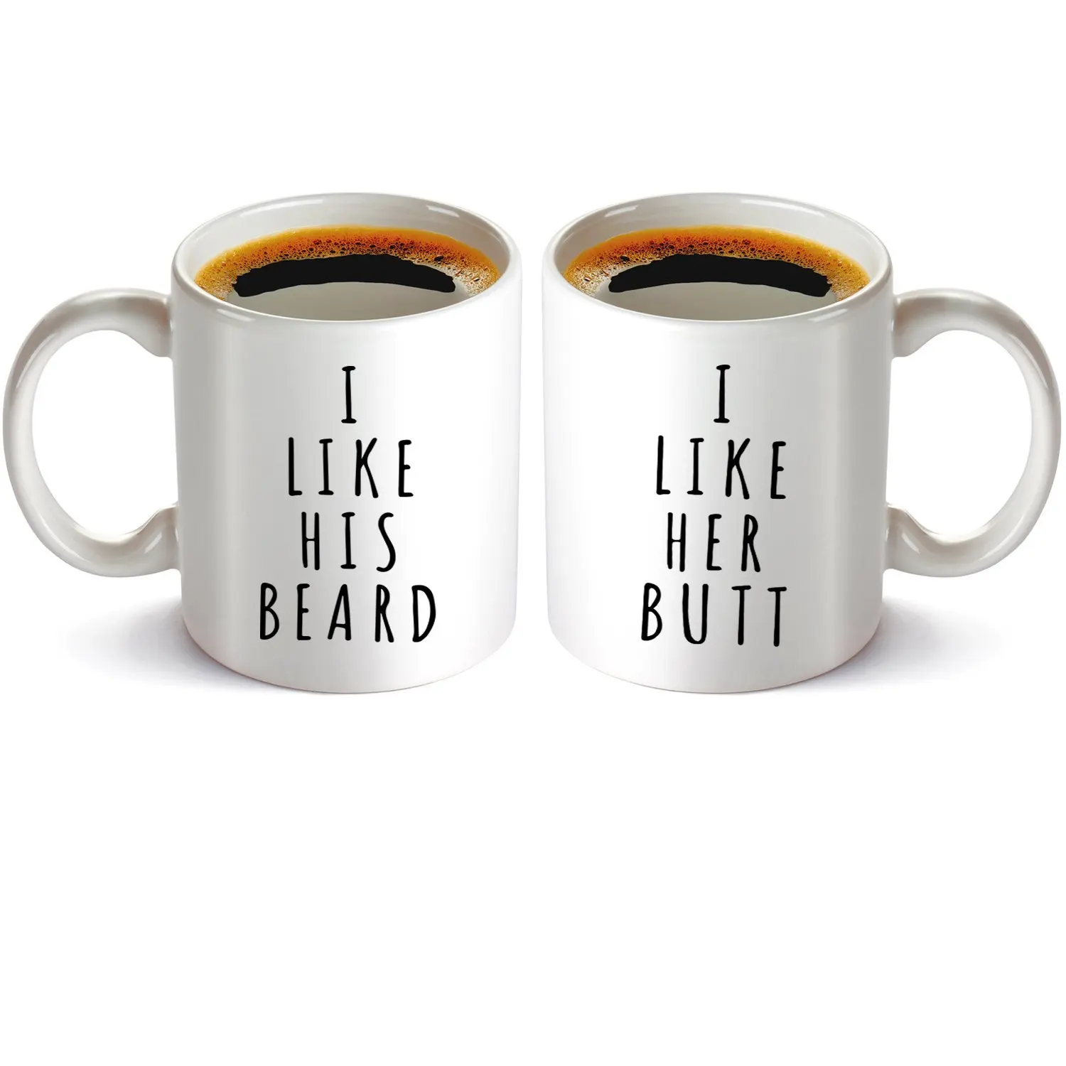 2 забавных кружки для пар керамическая кружка Мне нравится ваша ягодица борода |