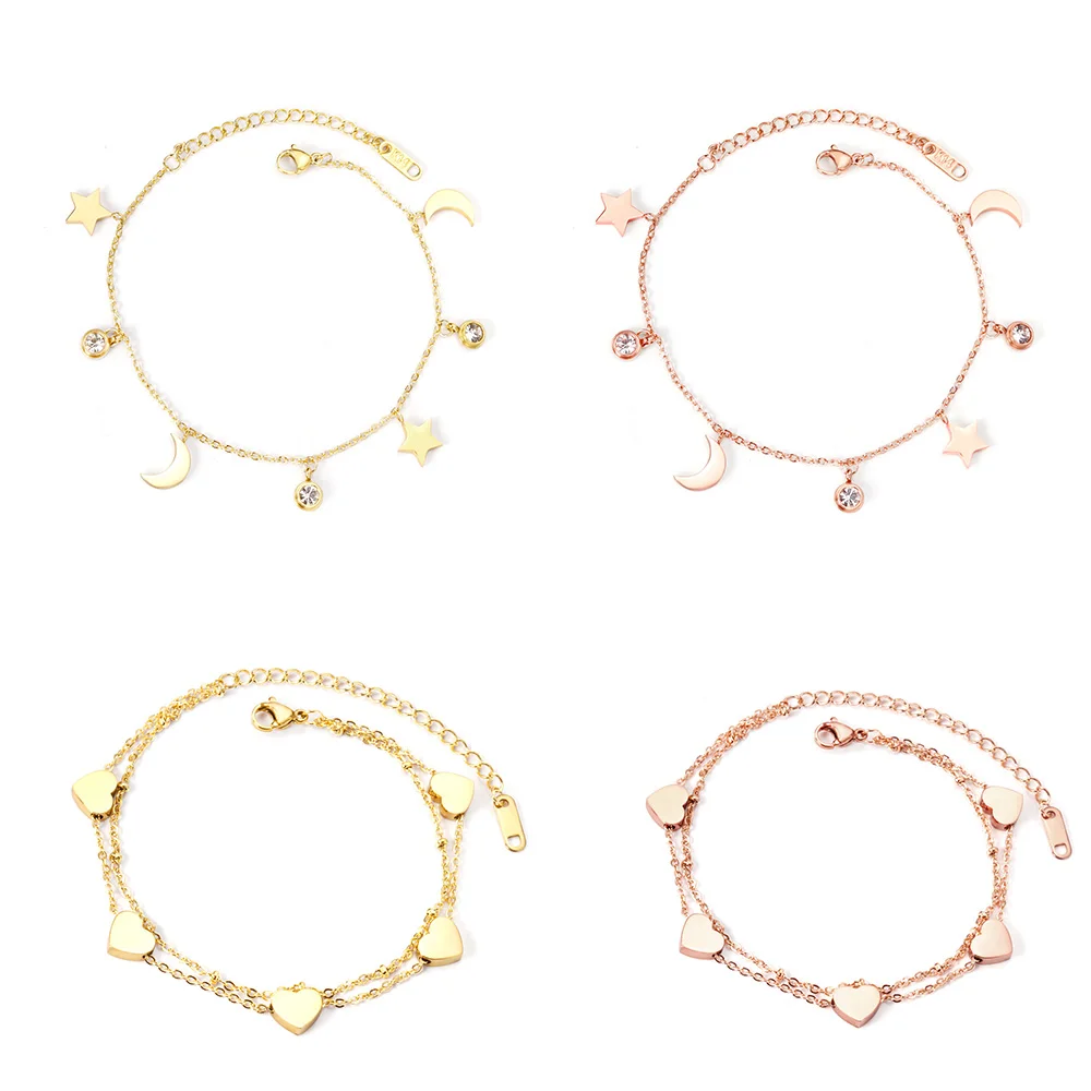 

LUXUKISSKIDS Fashion Bracelet For Women Heart Star Charms 2021 Stainless Steel Femme Bracelet & Bangle Gold Bracelets Pulseras