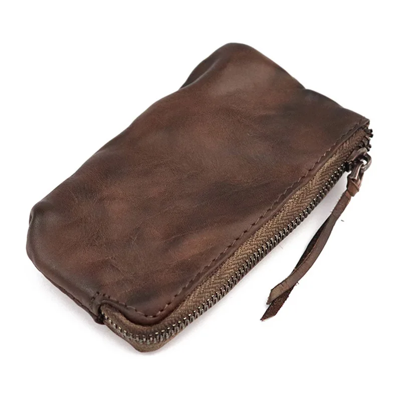 

Genuine Leather Coin Purse Wallet Women Men Vintage Handmade Small Mini Wallets Card Holder Bag Case Zipper Change Purses Female