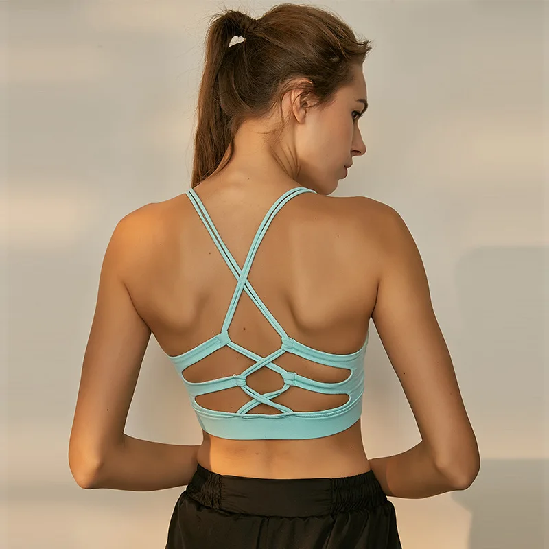 

Hollow Sports Underwear Ladies Beauty Back Double Shoulder Strap Sport Bra Summer Breathable Running Crop Top Women Sportswear