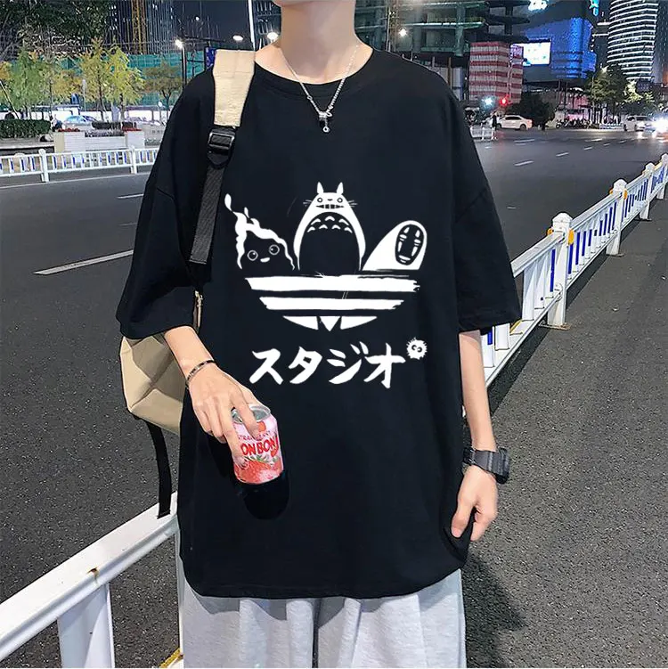 

My Neighbor Totoro Harajuku T-shirt Women Studio Ghibli Kawaii Short Sleeve Miyazaki Hayao Funny Cartoon Tee Men Cute T Shirts