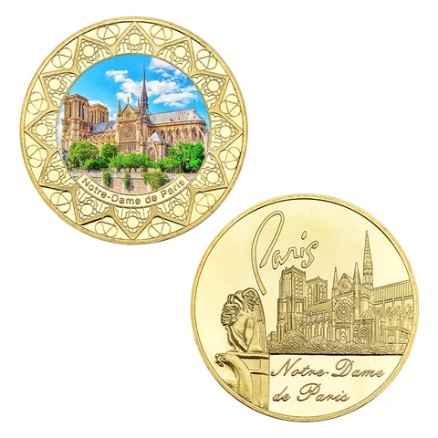 Франция Нотр-Дам де Пари золотые коллекционные монеты с монетницей вызов монеты оригинальные сувенирные медали подарки Прямая поставка