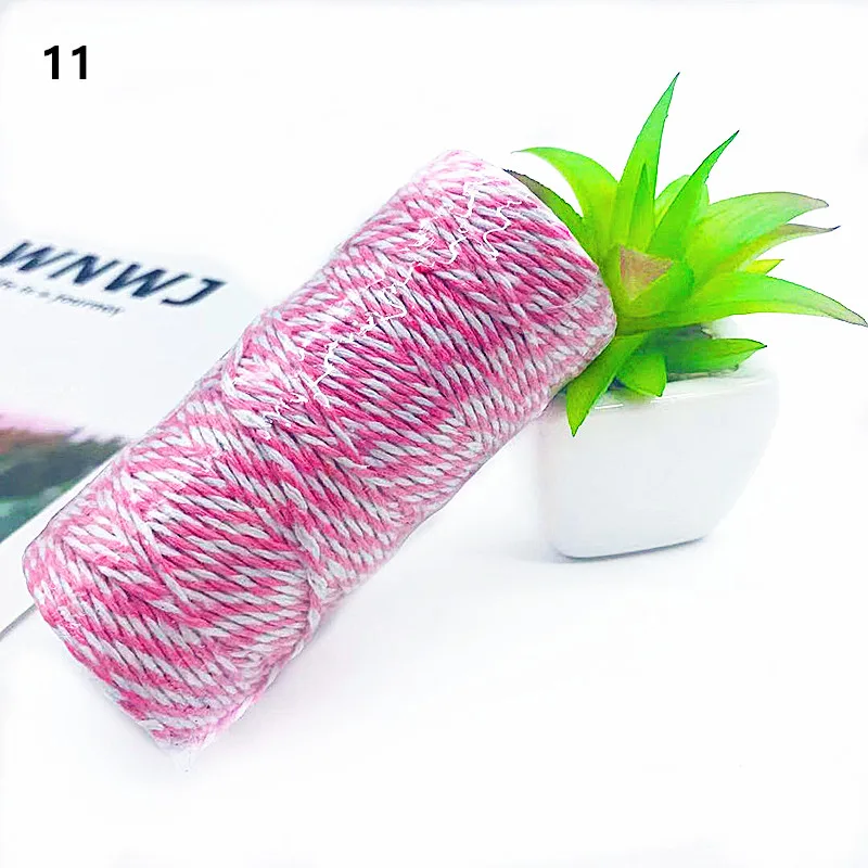 11 Pink 100 м двухцветная хлопковая веревка декоративная тканая хлопковая веревка 2 мм двухцветная хлопковая веревка 14 цветов веревка для рукоделия - Цвет: 11 Pink