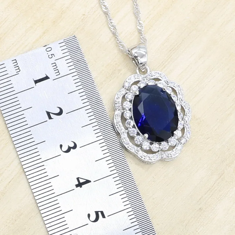 Серебряный цвет искусственный темно-синий полудрагоценный браслет серьги