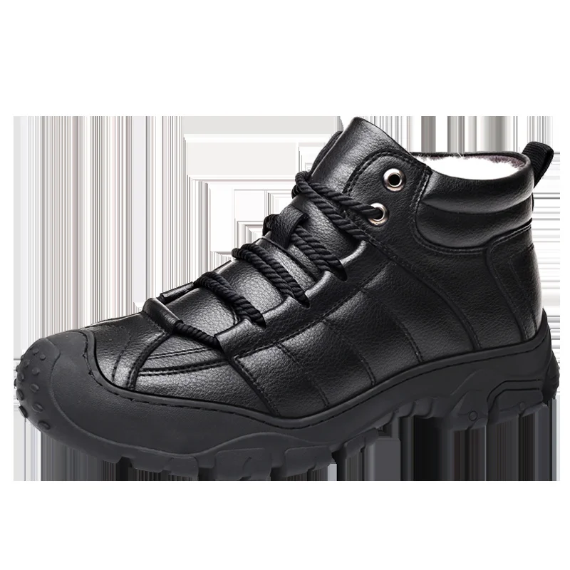 

Large Size 11 12 Winter Sheep Fur Men Boots Fashion Men Warm Rubber Sewing Shoes Outdoor Thick-soled Casual Leather Shoes M86920