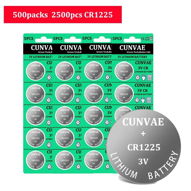 

2500pcs CR1225 Button Batteries LM1225 BR1225 KCR1225 Cell Coin Lithium Battery 3V CR 1225 For Watch Electronic Toy Remote