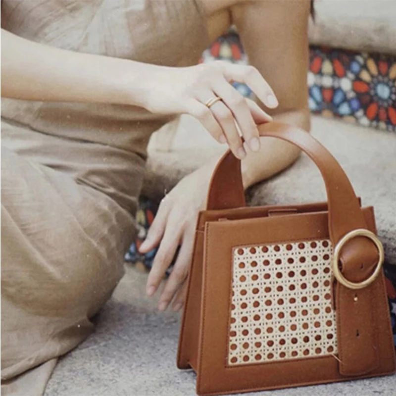 

Three-Dimensional Hollow Woven Women's Shoulder Bags Casual Rattan Women Handbag Bohemia Beach bags for women Lady Handbags 2021