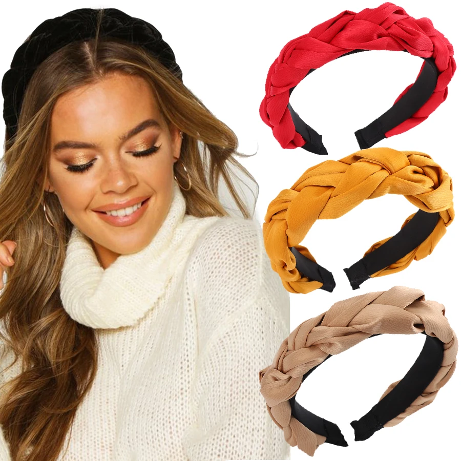 

Женский широкий ободок для волос Haimeikang, однотонный цветной головной убор, аксессуары для волос