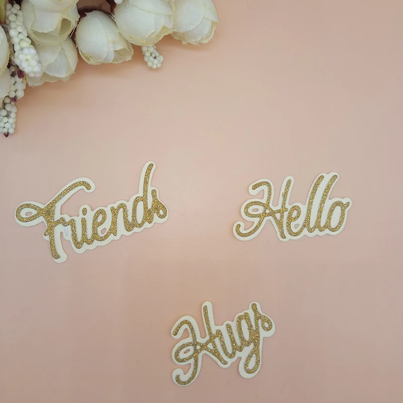 Friend Hello Hugs Sentiment Cutting Dies Cutter Knife Mould Scrapbooking Metal Embossing Stamps and die for Card Making DIY | Дом и сад