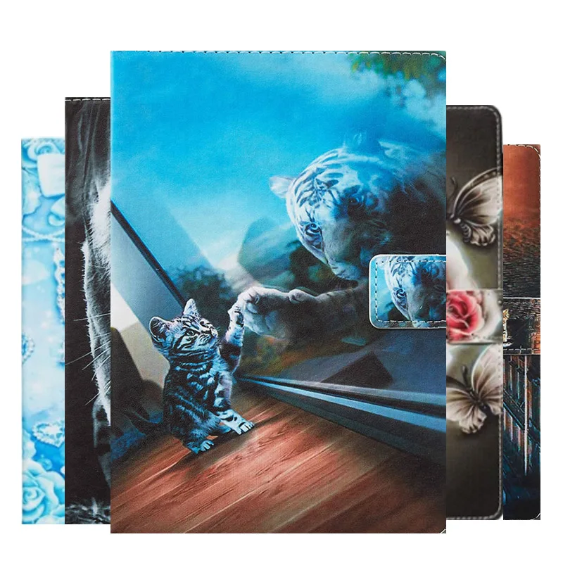 Новый Кот Тигр PU кожаный чехол для новым тонким бумажником планшета Samsung galaxy Tab S5E