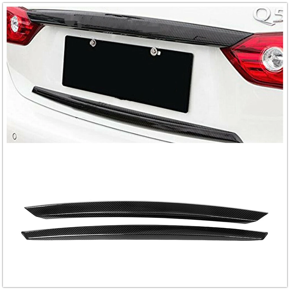 

2PCS For Infiniti Q50 Q50S 2014-2017 Carbon Fiber Rear Trunk Mounting Cover Black Exterior Car Decor Tailstock Bumper Trim Strip