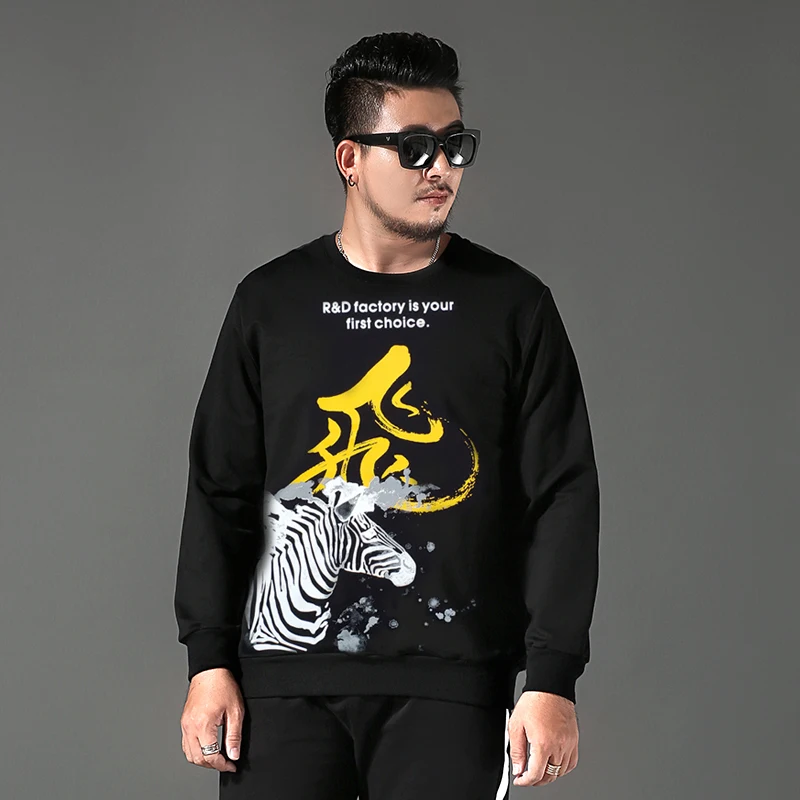 

Big size 2xl-6xl 7xl 8xl autumn plus size men print Sweatshirts o-neck hip-hop male pullover black sweatshirt Hoodies