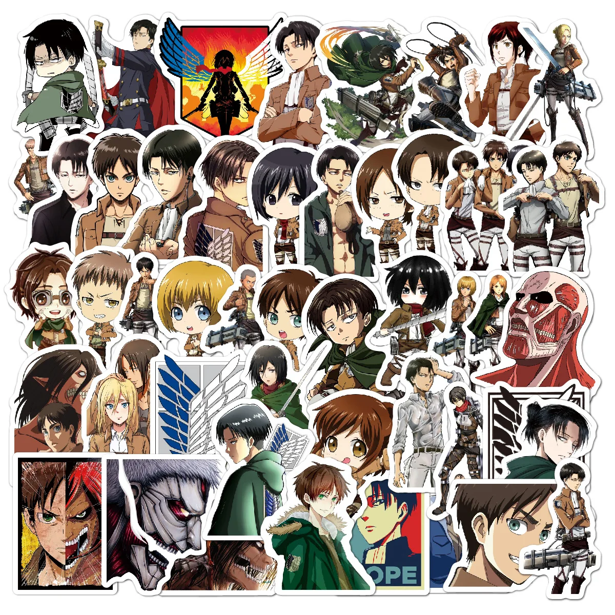 

50Pcs Japen Anime Attack On Titan Graffiti Stickers Cartoon Waterproof Notebook Bicycle Helmet Guitar Decals Child Christmas Toy