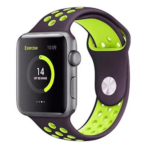purple green Ремешок для apple watch 42 мм 38 мм силиконовый браслет correa iwatch 5 4 3 2 44 мм 40 мм спортивный браслет pulseira apple watch 4 аксессуары - Цвет ремешка: purple green