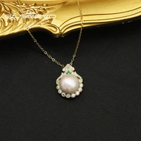 glseevo female necklace crystal natural pearls chain necklace pendant womens sterling silver 925 vintage jewelry gn0324