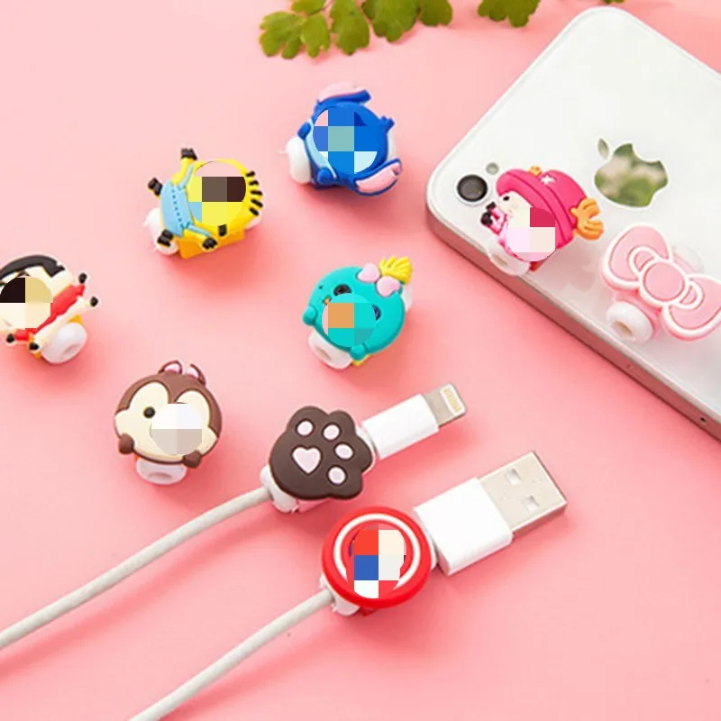 20 шт./лот Милая мультяшная фигурка USB кабель для передачи данных протектор