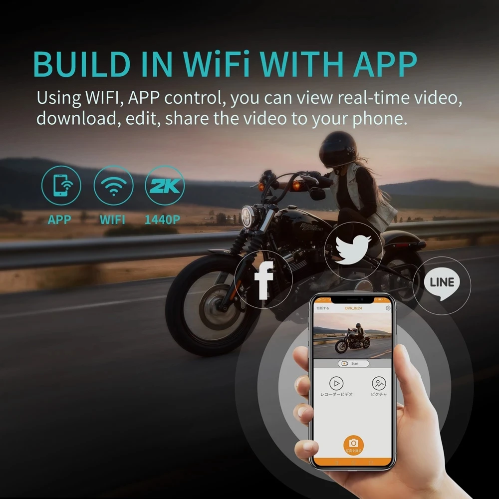 Sameuo Q1 мотоцикл Камера видео Регистраторы 1440P 2k мотор велосипеда шлем Wi Fi