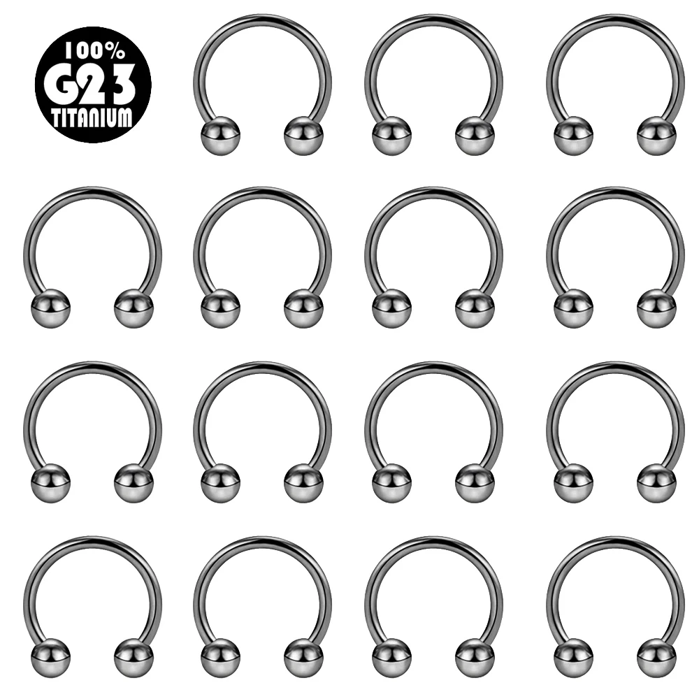

1PC G23 Solid Titanium Horseshoe Barbell Ring Septum Piercing Nose Lip Ring Ear Smiley Bar 6-10mm BCR Circular Barbell Earrings