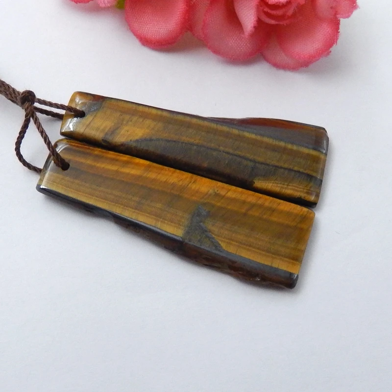 New Nugget Tigger Eye Earring Semi-precious stones Jewelry accessories Earrings 42x14x4mm 8.3g | Findings &amp Components