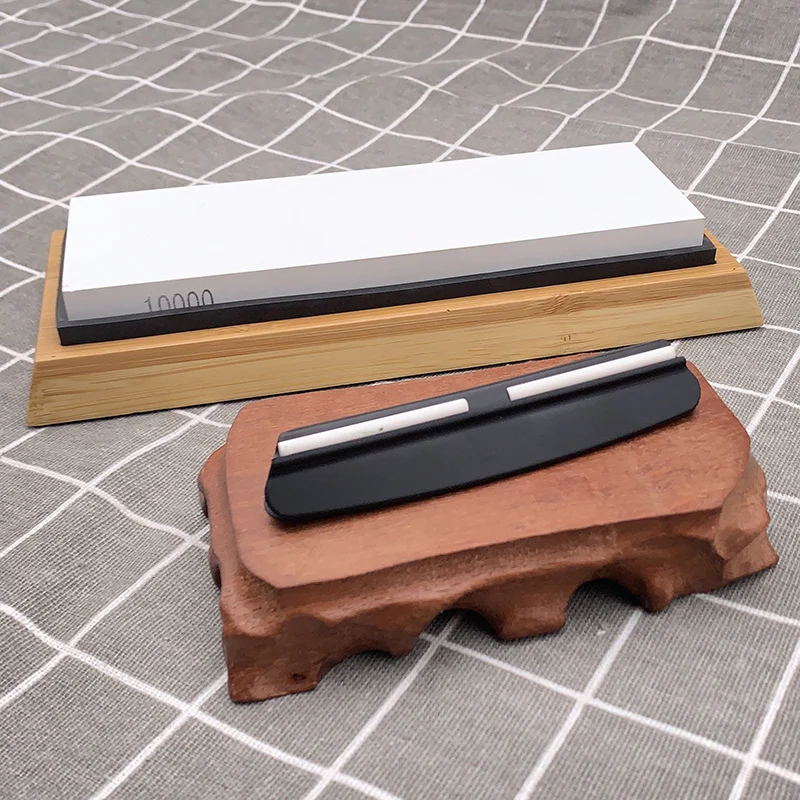 

knife sharpener whetstone (10000 Grit Sharpening stone+Bamboo base+Knife holder) Set Home kitchen tools blade sharpener