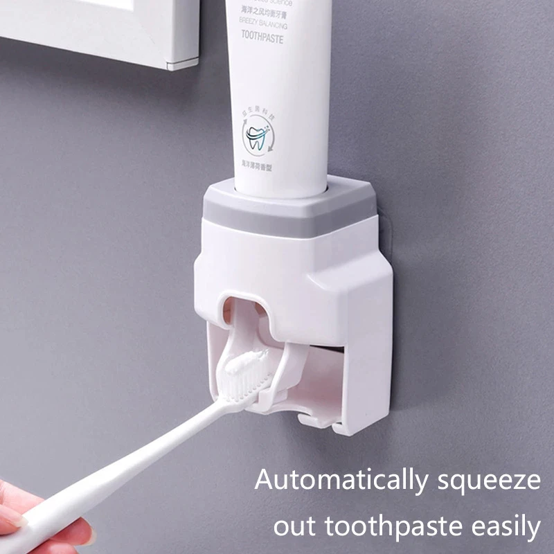 

Toothbrush Holder Dustproof Wall Mounted Convenient Toothpaste Squeezer Toothpaste Dispenser For Bathroom STTA889