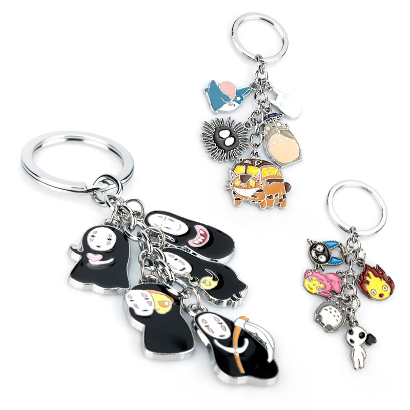 

Classic Anime Kiki's Delivery Service Spirited Away Totoro Key chain Metal Charms Pendants Keyrings Creative Trinket Keyholder