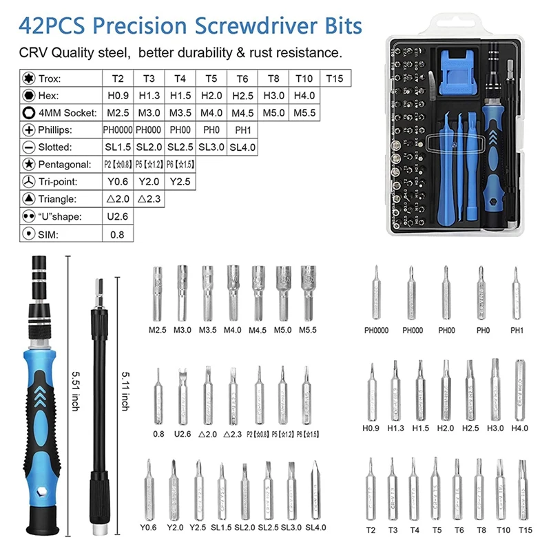 

HOT-52 in 1 Precision Screwdriver Set Mini Screwdriver Set, Magnetic Repair Tool Kit for iPhone Eyeglasses Watches