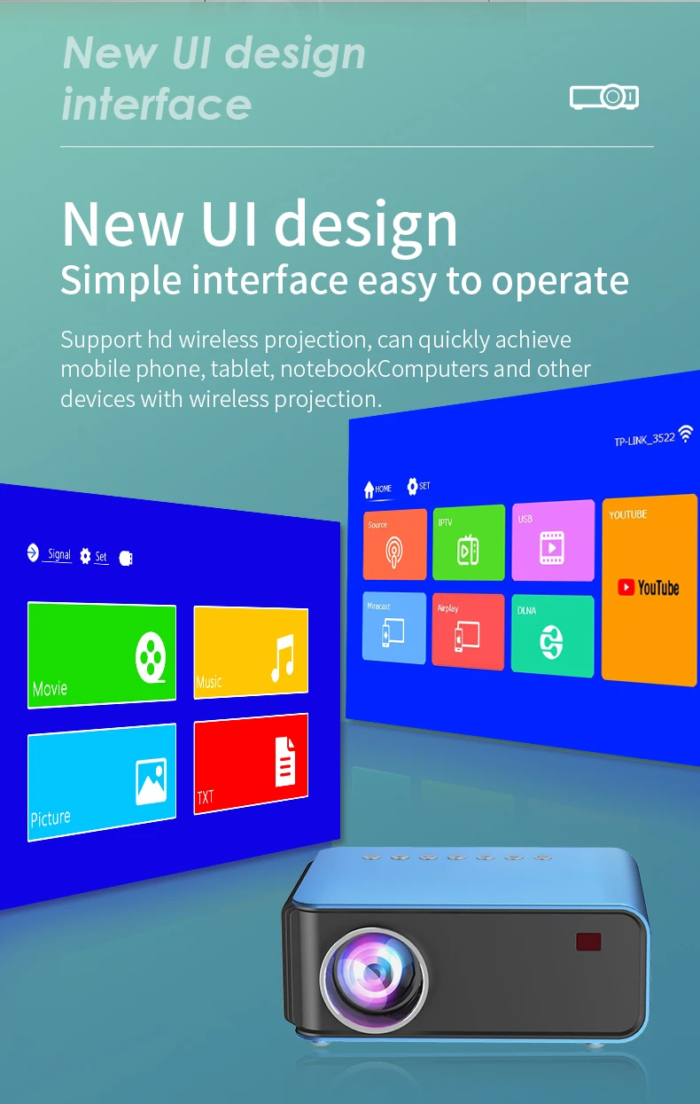 Новинка 2021 новый продукт T4 с пересечением границ одинаковый экран проектор