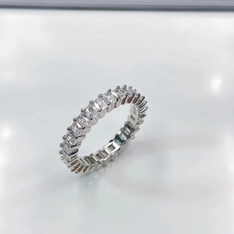 Твердые 925 Серебряный квадратный камень кольцо на палец для мужчин ECLAT Drill с AAA