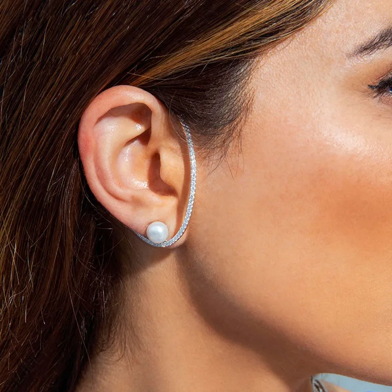 Женские серьги из серебра 925 пробы с крупным жемчугом|Серьги-подвески| |