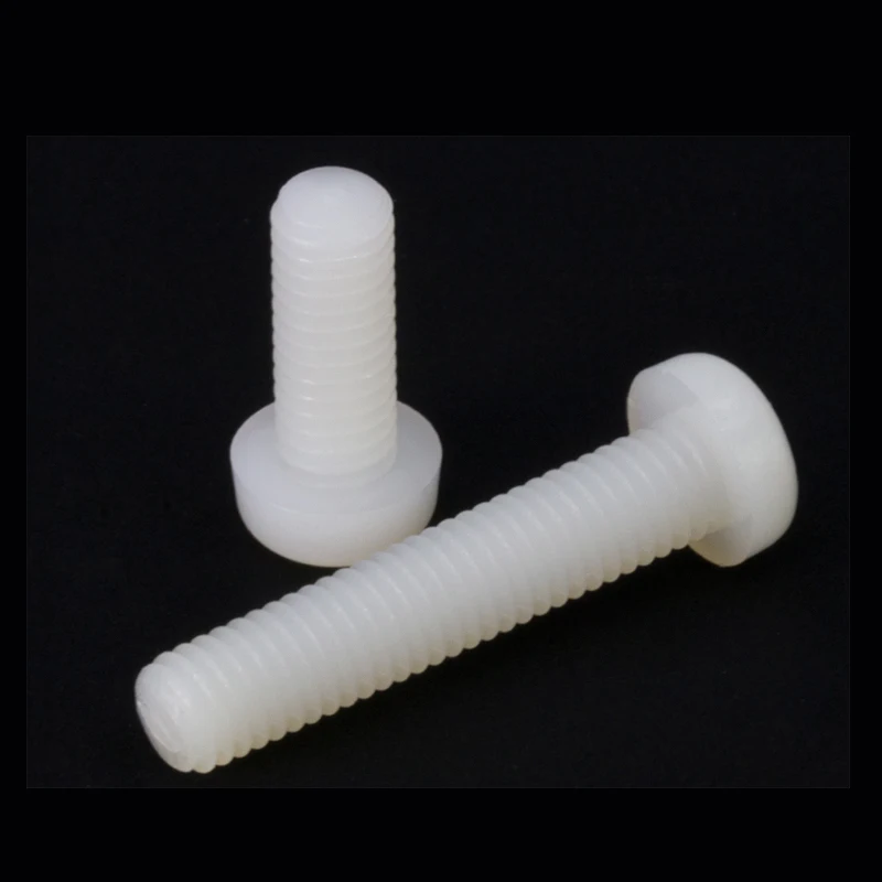 Белые нейлоновые винты Phillips с закругленной головкой пластиковые полукруглой и