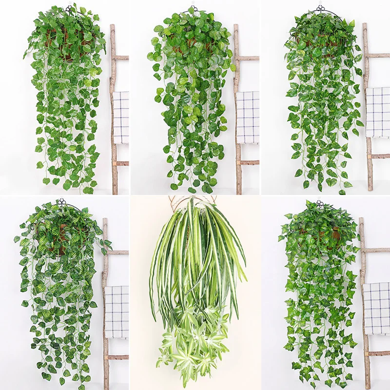 

Grass Wall Green Artificial Leaves Plants Vine Wedding Party Home Garden Fence Decoration Rattan Wall Hanging Creeper Ivy 95cm