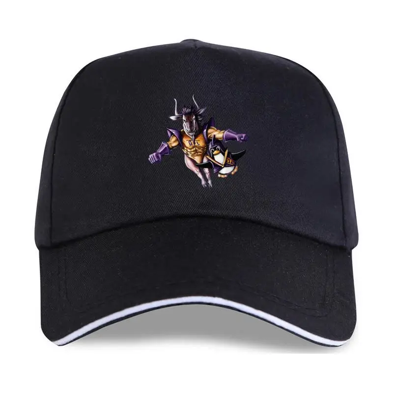 

New Draw Super Gnu Bull & Penguin Cartoon For Men Navy Blue Fashion Baseball cap Summer Cotton Tops & Funny