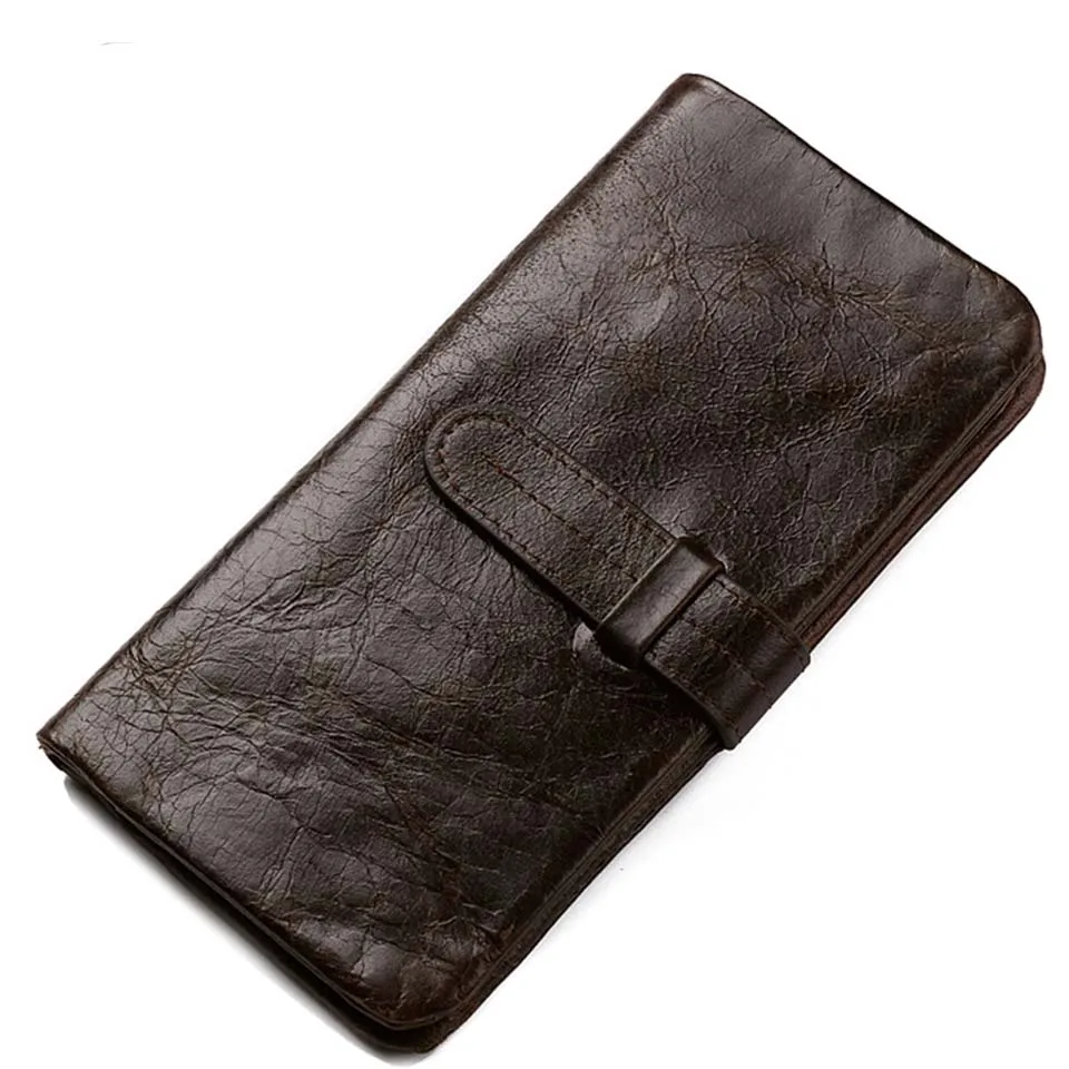 

Genuine Leather Wallet Men Soft Skin Coin Pocket Purse Long Female Purse Trendy Retro High capacity Zipper Men's Wallet 003B