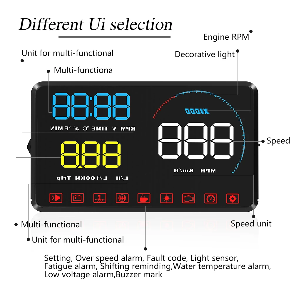 auto projector hud display car alarm eobd obd2 board computer speedometer head up display windshield car electronic accessories free global shipping