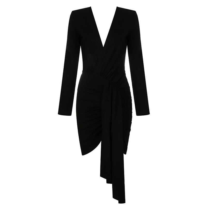 INDRESSME 2019 осеннее Новое модное женское сексуальное платье с глубоким V-образным