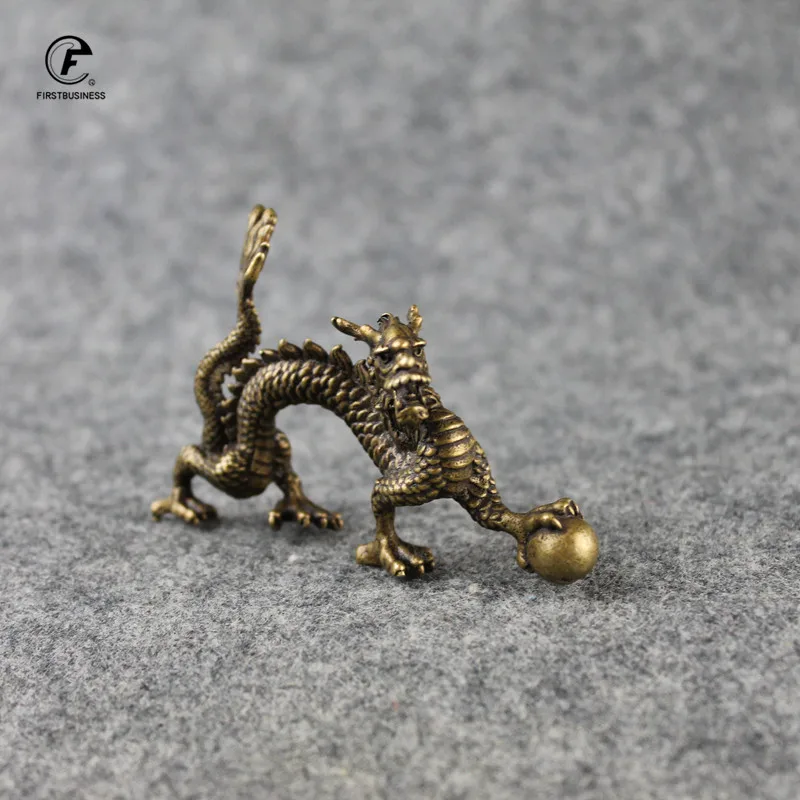 Винтажная медная фигурка зодиака дракон миниатюрное украшение для офиса и