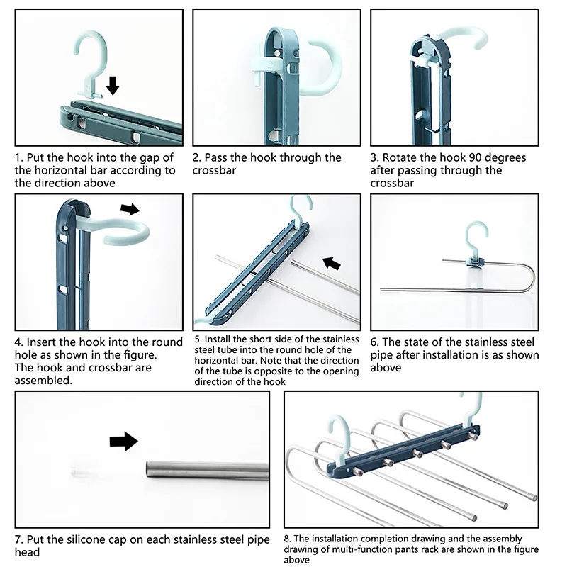 

Multi-Function 5 Tier Pants Clothes Storage Rack Stainless Steel Trouser Clothing Hanger Folding Wardrobe Closet Organizer Shelf