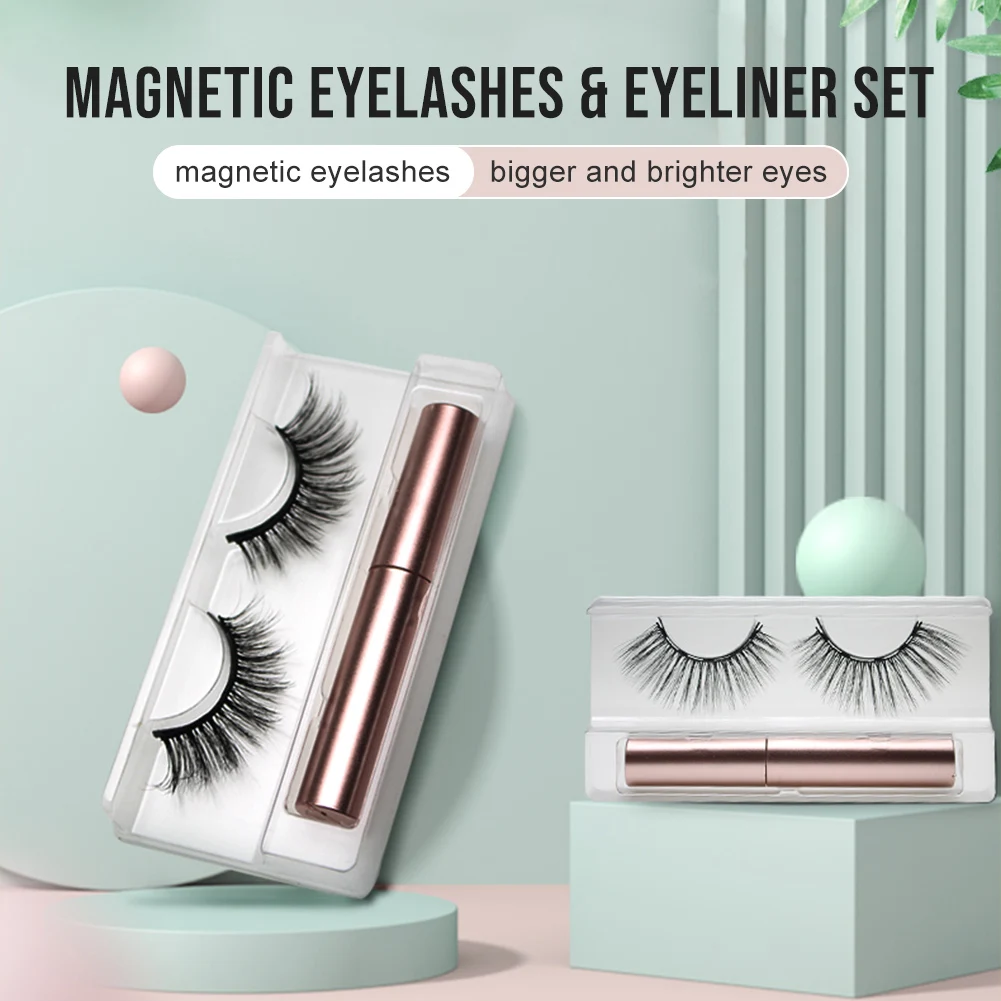 

Women Fashion 1Pairs Magnetic Eyeliner False Eyelashes Set Reusable Magnet Eyelashes Thick Bushy Curly Eyelash Extend Makeup