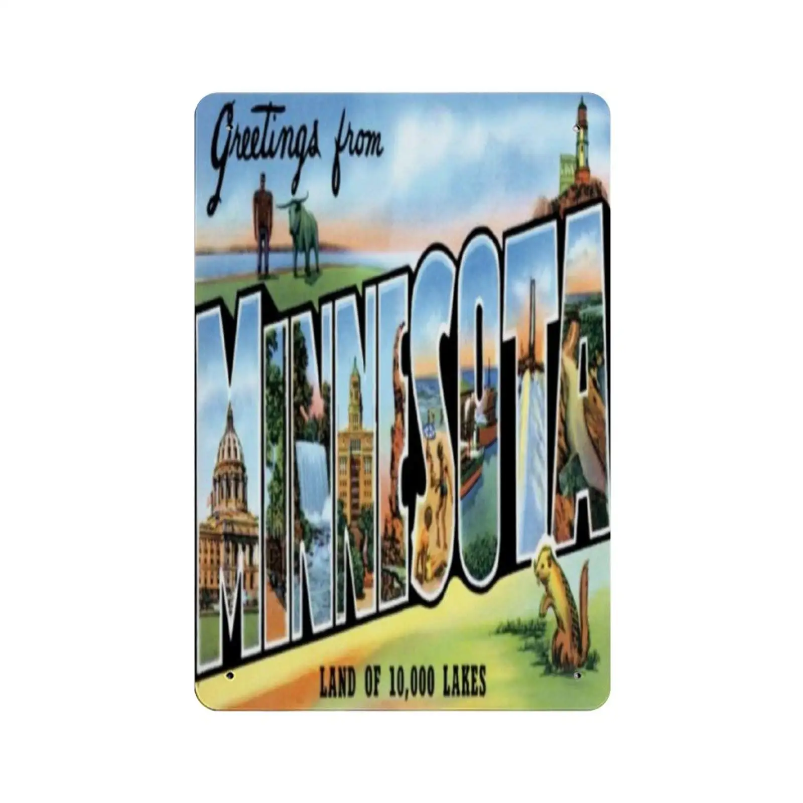 

Retro Vintage Metal Tin Sign Minnesota US States Wall Plaque Poster Cafe Bar Beer Pub